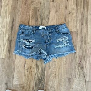 KanCan Women's Distressed Blue Denim Shorts
